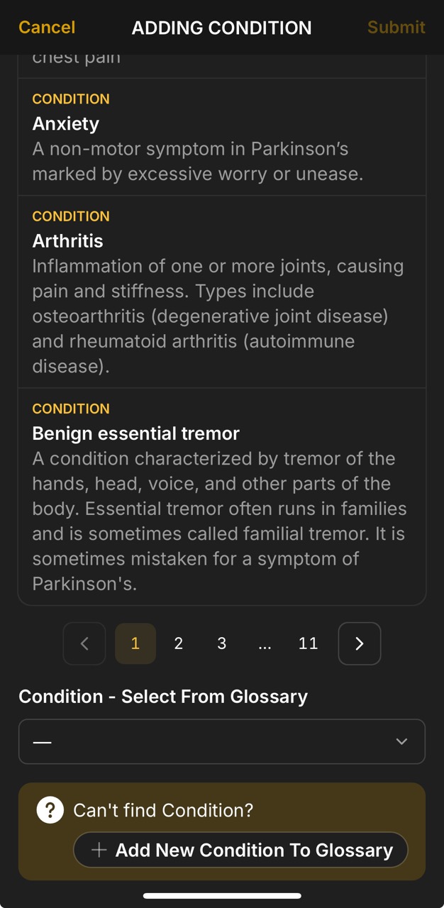 Conditions Page (Add Condition)
